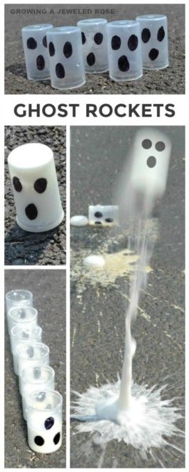 Ghost Rockets, Vetenskapliga Experiment, Fall Science, Flying Ghost, Halloween Science, Rockets For Kids, Kid Experiments, Halloween Preschool, Kids Science