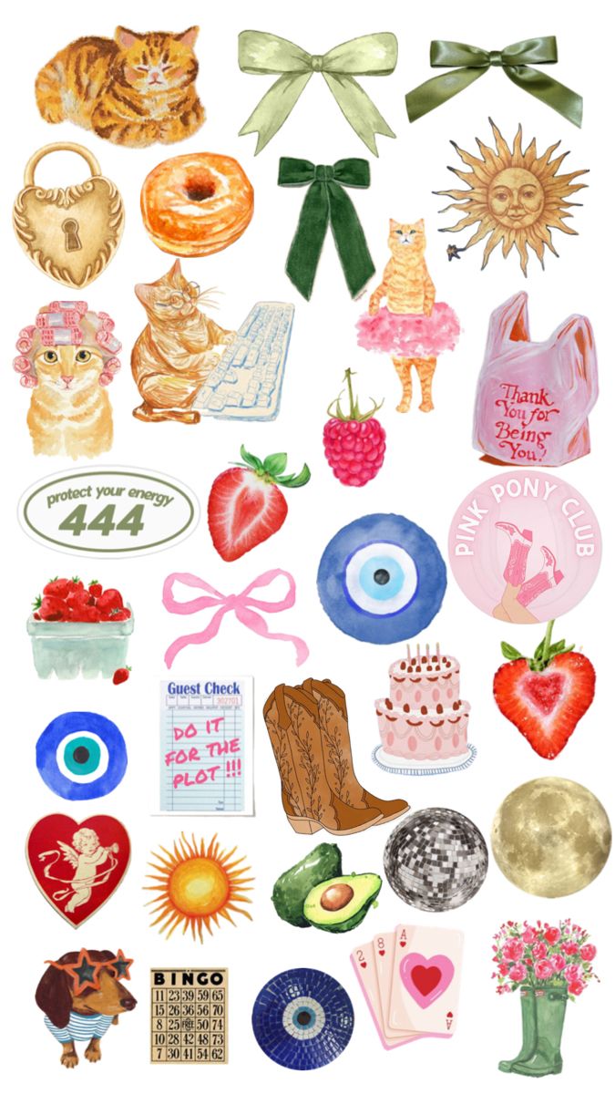 a bunch of stickers with different designs on them