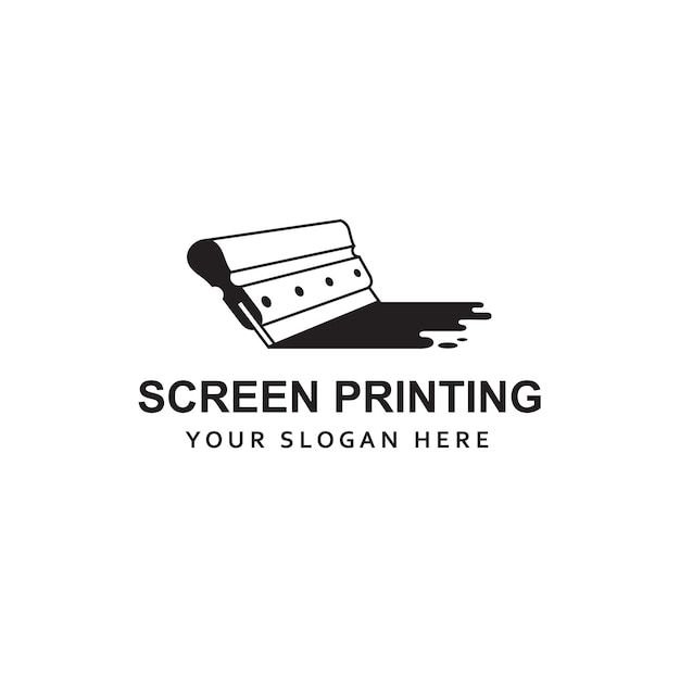 a black and white logo for a screen printing company, with the image of a roll of