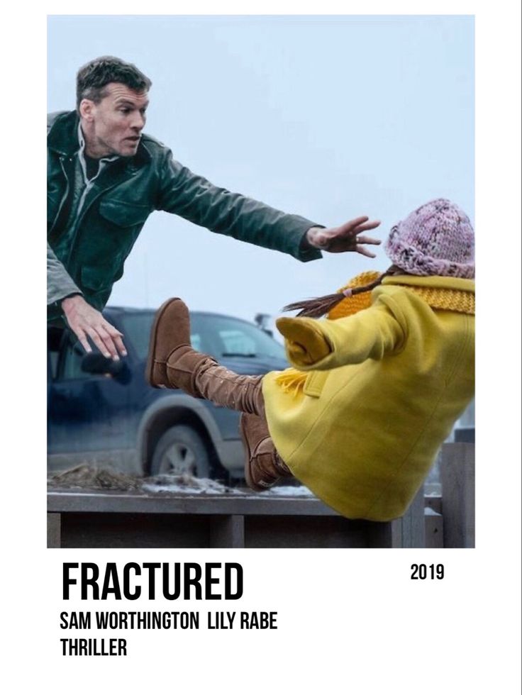 an advertisement for the film fractured with two people on a bench and one person reaching out