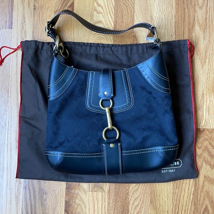 Black Coach Purse Brown Coach Drawstring Cover 2 Inside Pockets For Phone & Cards Zippered Inside Pockets Fabric Front With Leather Bottom & Trim Heavy Clasp Closure Nwt Black Coach Purse, Brown Coach, Phone Cards, Bags Black, Coach Purse, Coach Purses, Coach Bags, Inside Pocket, Bag Lady