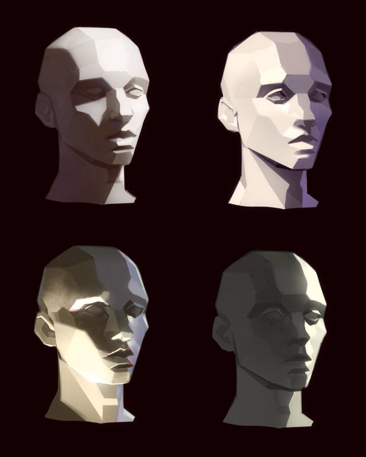 four different types of mannequins are shown in the dark background, and one is