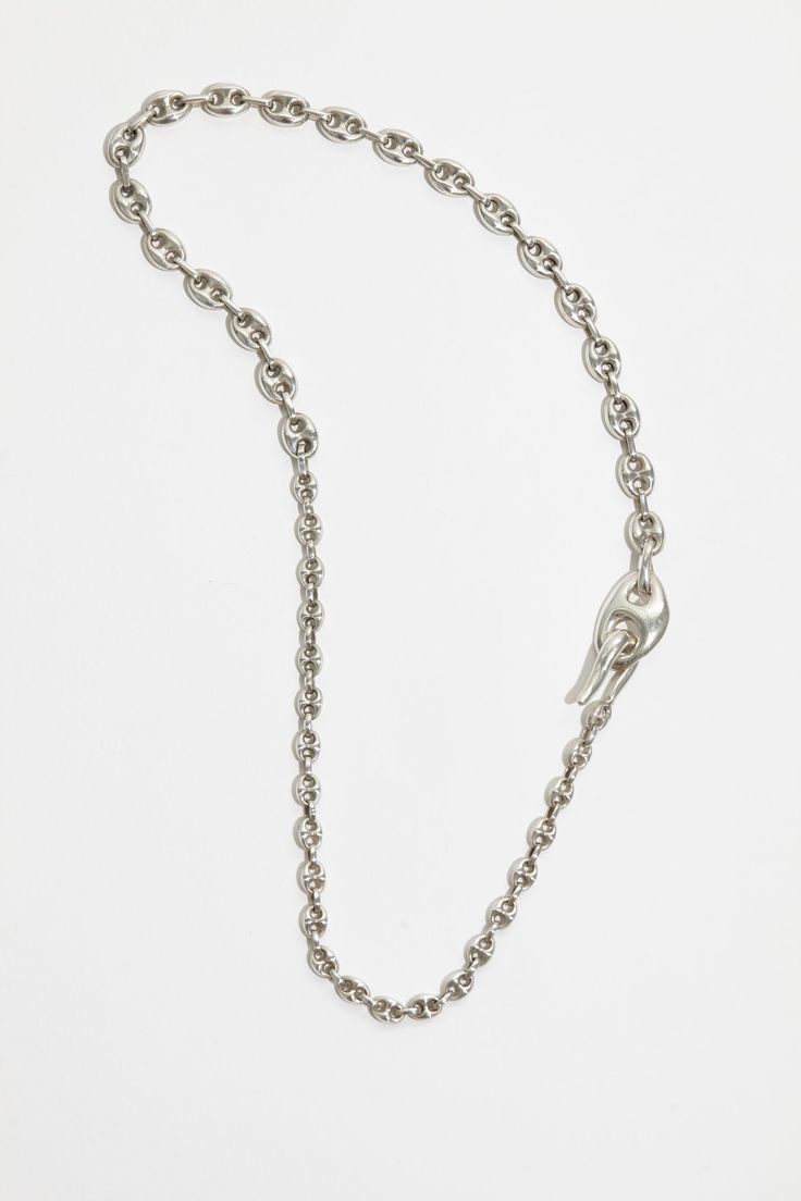 Solid sterling silver puffy link chain in different widths. Closes with custom large asymmetrical link and hook. Measures 20 inches Made in NYC Hernan Herdez, Contemporary Jewellery Necklace, Nyc Jewelry, Silver Bead Necklace, Silver Bead, Contemporary Jewellery, Contemporary Jewelry, Link Chain, Sterling Silver Necklaces