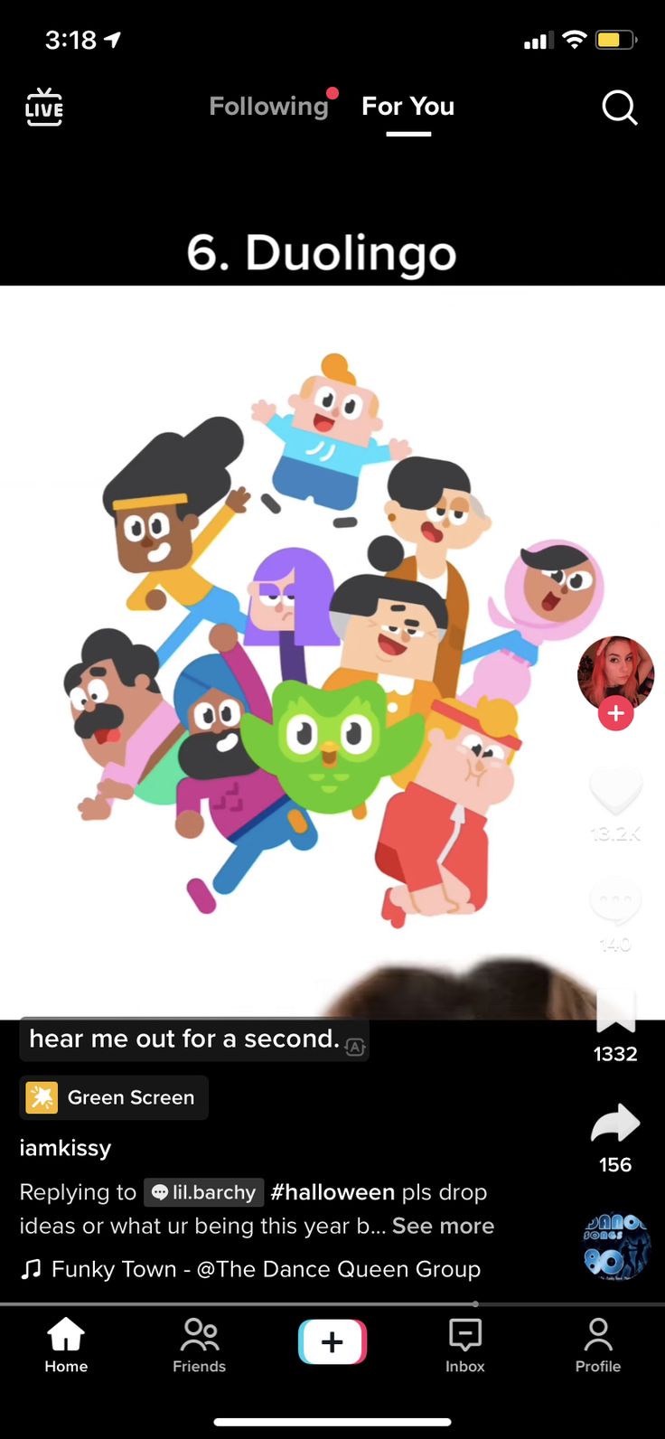 an iphone screen with the text g duolingo on it and several cartoon characters