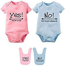 three baby onesuits that say yes and no