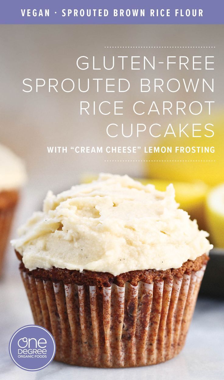 a close up of a cupcake with frosting on the top and an image of lemons in the background