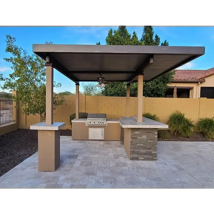 Aruba BBQ Island With 12’ x 12’ Pergola Built-In BBQ Grill - Backyard Outdoor Kitchen, Built In Bbq Grill, Outdoor Kitchen Area, Outdoor Bbq Area, Outdoor Kitchen Bars, Outdoor Bbq Kitchen, Grill Area, Bbq Island, Built In Bbq