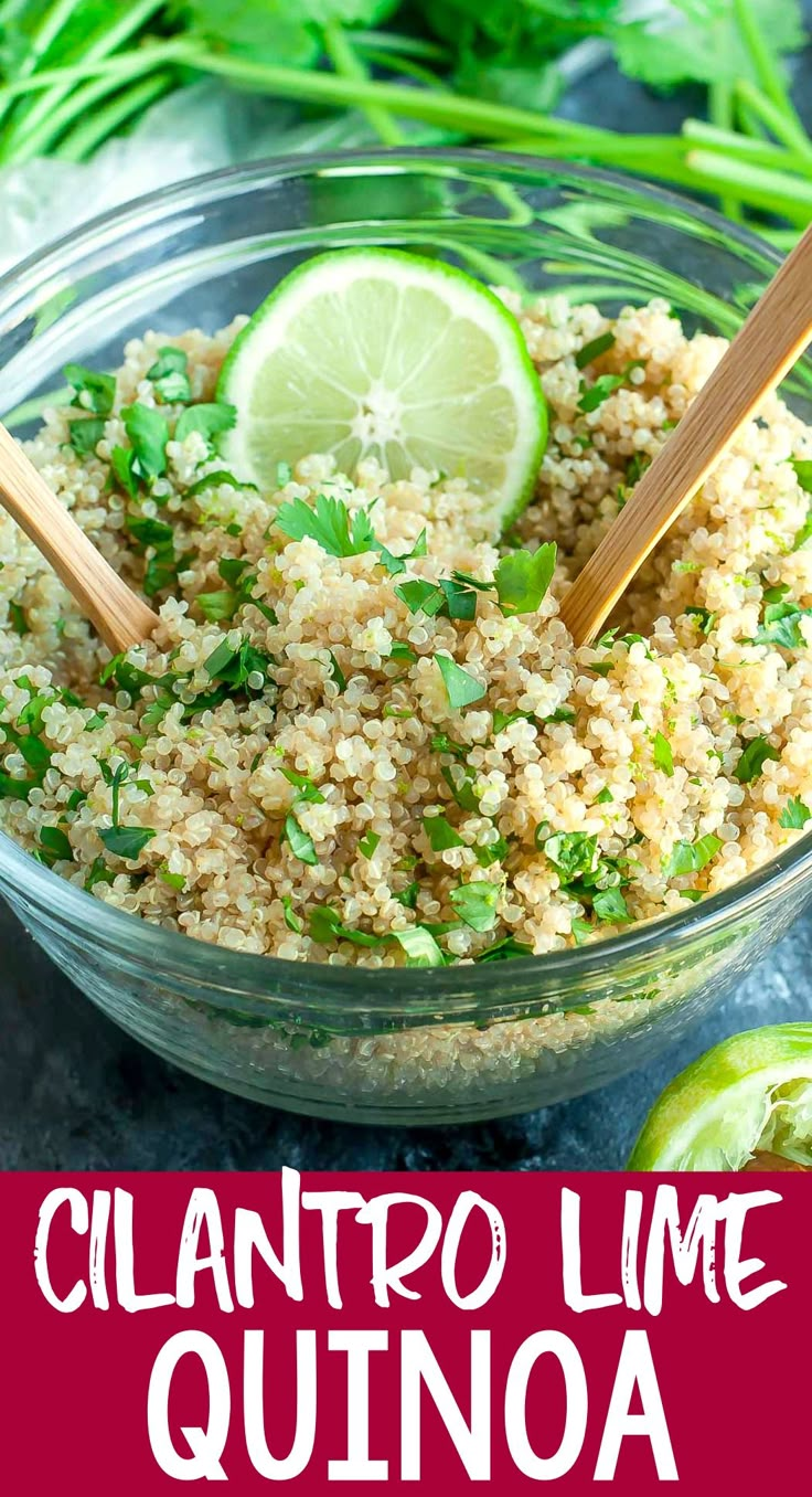 a close up of a bowl of food with limes and couscous on the side