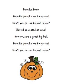 a pumpkin poem with the words pumpkin poem written on it and an image of a smiling pumpkin