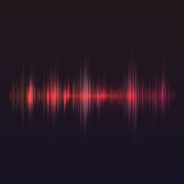 an abstract sound wave background with red and pink lights in the dark, suitable to use as a wallpaper or backdrop