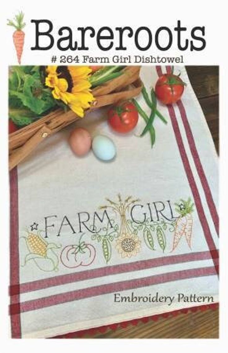 Farm Girl Hand Embroidery stitchery Dish Towel Pattern or | Etsy Trace Pattern, Girl Embroidery, Towel Embroidery, Cute Themes, Embroidered Towels, Towel Pattern, Hand Embroidery Pattern, Slow Stitching, Dmc Floss