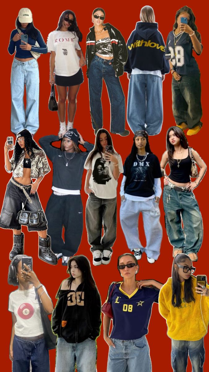 #90s #streetwear #coolgirl #street 90s Baggy Fashion, 90s Streetwear Aesthetic, Y2k Streetwear Aesthetic, 90s Street Style, Street Style Outfits Casual, 2000s Streetwear, Thrifted Outfits, Outfit Inspo Casual, Cute Preppy Outfits