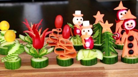 an assortment of fruits and vegetables made to look like people