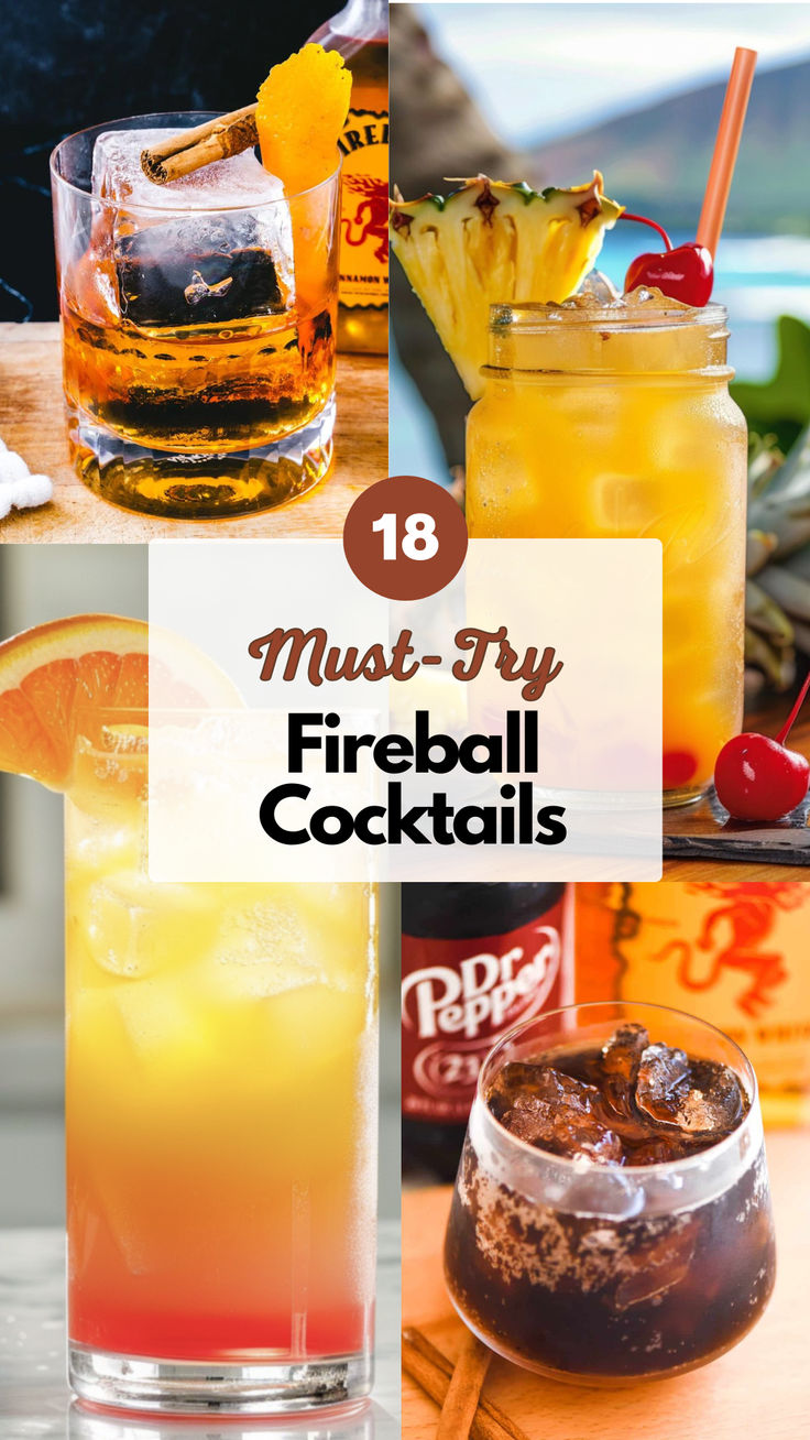 Fireball Cocktails Fire Alcohol Drinks, Drinks Alcohol Recipes Fireball, Mixed Drinks With Fireball Whiskey, Basic Cocktails Recipes, Fireball Food Recipes, Drinks With Cinnamon Whiskey, Manly Drinks Alcohol, Fireball And Pineapple Juice, Drinks To Make With Fireball