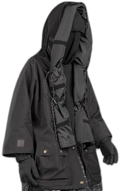 Techwear autumn jacket Cyberpunk Outerwear With Detachable Hood For Fall, Futuristic Outerwear With Detachable Hood For Fall, Black Cyberpunk Outerwear With Detachable Hood, Futuristic Outerwear With Adjustable Hood For Fall, Futuristic Long Sleeve Outerwear With Adjustable Hood, Futuristic Fall Outerwear With Adjustable Hood, Winter Techwear Raincoat, Winter Techwear Long Sleeve Raincoat, Winter Techwear Raincoat With Long Sleeves