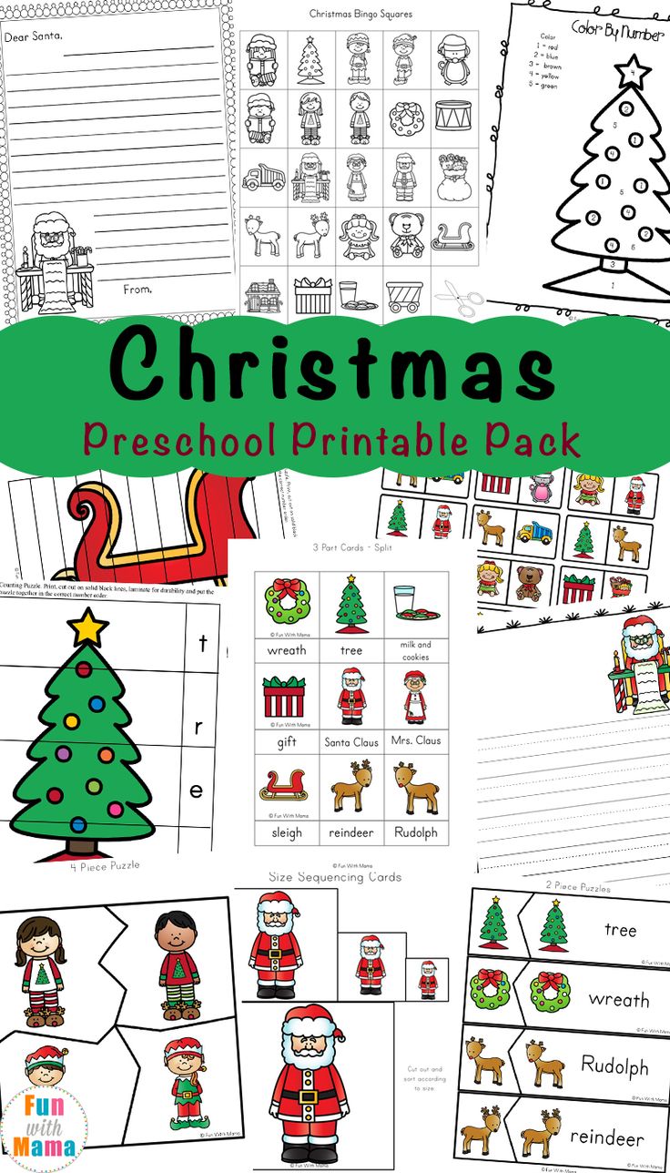 christmas preschool printable pack with pictures and words to help students practice their writing skills