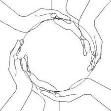 four hands holding each other in a circle