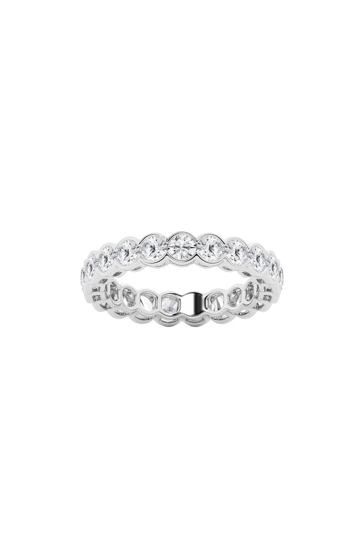 a white gold ring with diamonds on it