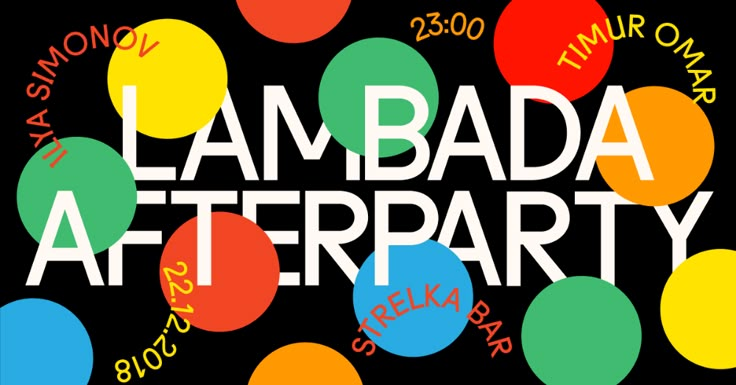 the words i am bada after party are surrounded by colorful circles on black background