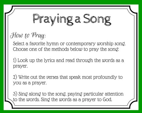 a green and white sign that says praying a song