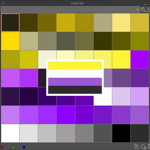 the color picker screen is shown in this screenshote, and it appears to be different colors