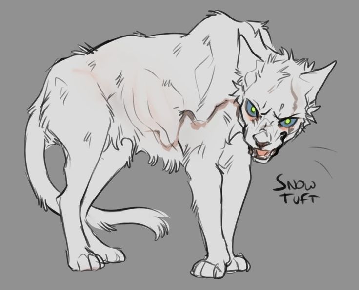 a drawing of a white wolf with green eyes and an angry look on its face