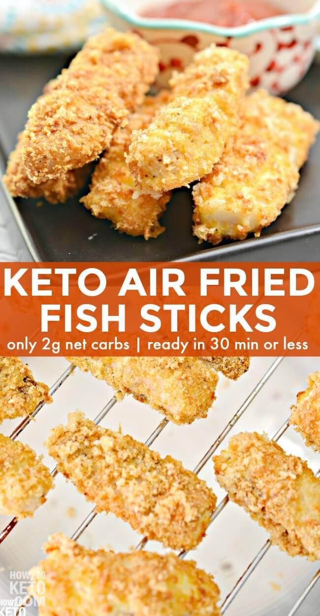 keto fried fish sticks on a cooling rack