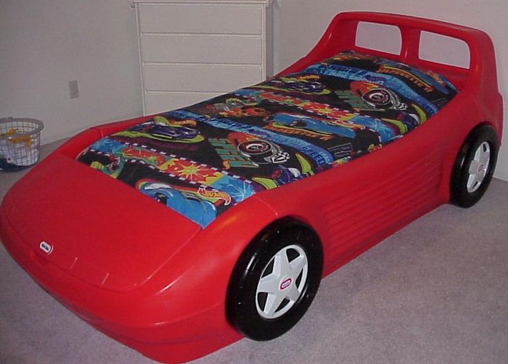 a bed that has been made to look like a car with wheels on it and the words dudes be like i woke up in a new bugatti