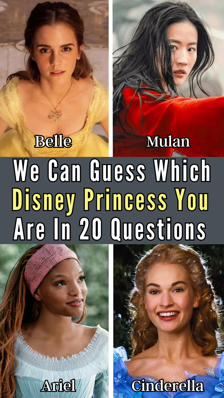 four different disney princesses with the words, we can guess which disney princess you are in