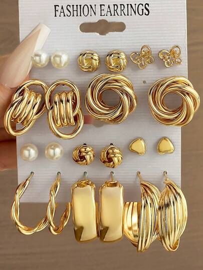 Gold Jewelry Fashion Bracelet, Gold Elegant Earrings, Fancy Earrings Classy, Stylish Jewelry Accessories, Golden Accessories, Golden Jewellery, Trending Earrings, Gold Jewels Design, Fashion Accessories Trends