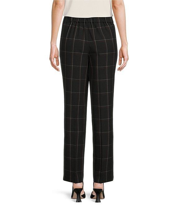 Kasper Elastic Waist Pull-On Trousers | Dillard's Summer Office Wear, Swimsuits One Piece, Windowpane Plaid, Women's Cover Ups, Business Pants, Leather Pencil Skirt, Slim Leg Pants, Trouser Pants Women, Stretch Crepe