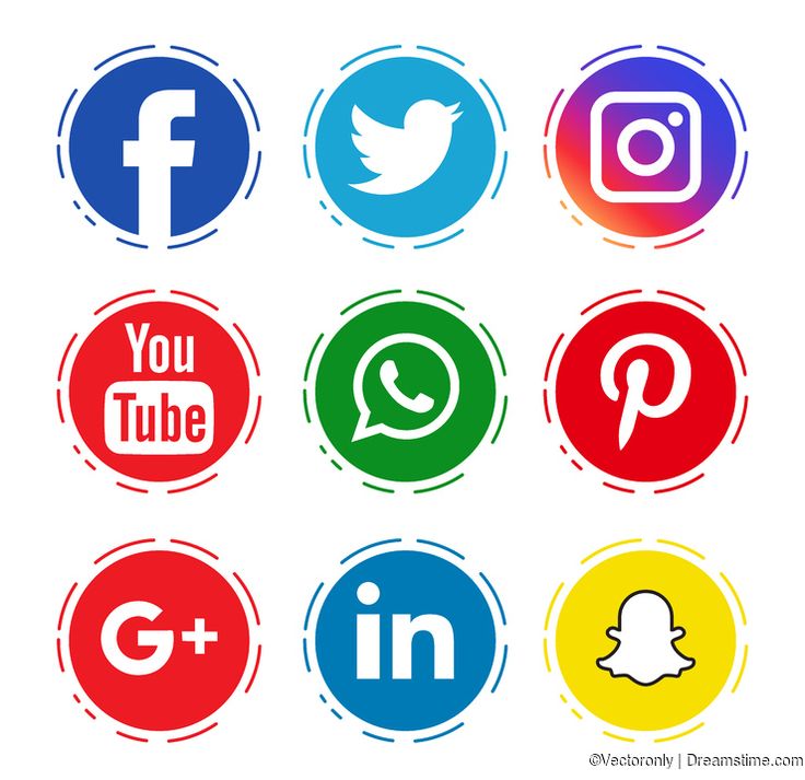 social media icons in different colors royalty illustration