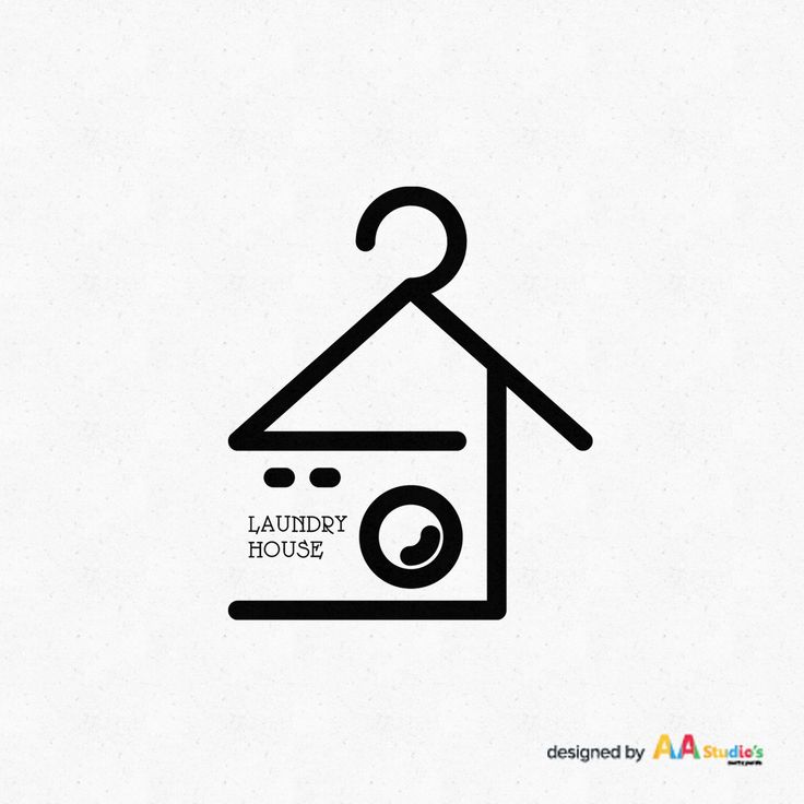 the laundry house logo is designed to look like a hanger with a button on it