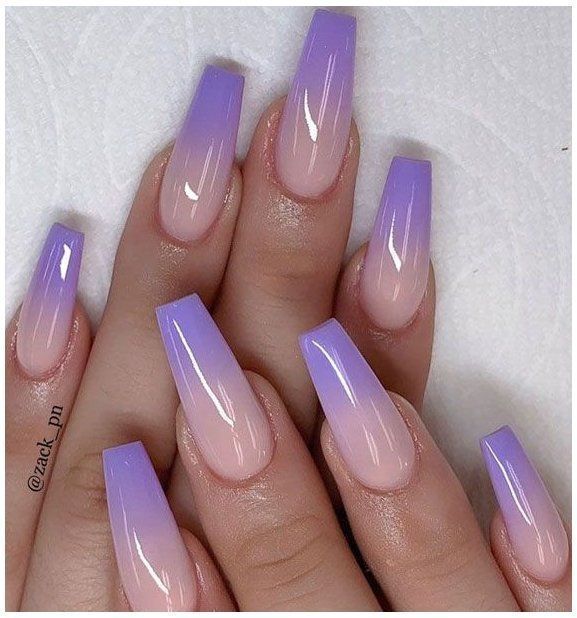 French Press On Nails, Simple Spring Nails, Fake Nails Long, Press On Nails Long, Lilac Nails, Ombre Nails Glitter, Purple Nail Designs, Lavender Nails, Cute Spring Nails