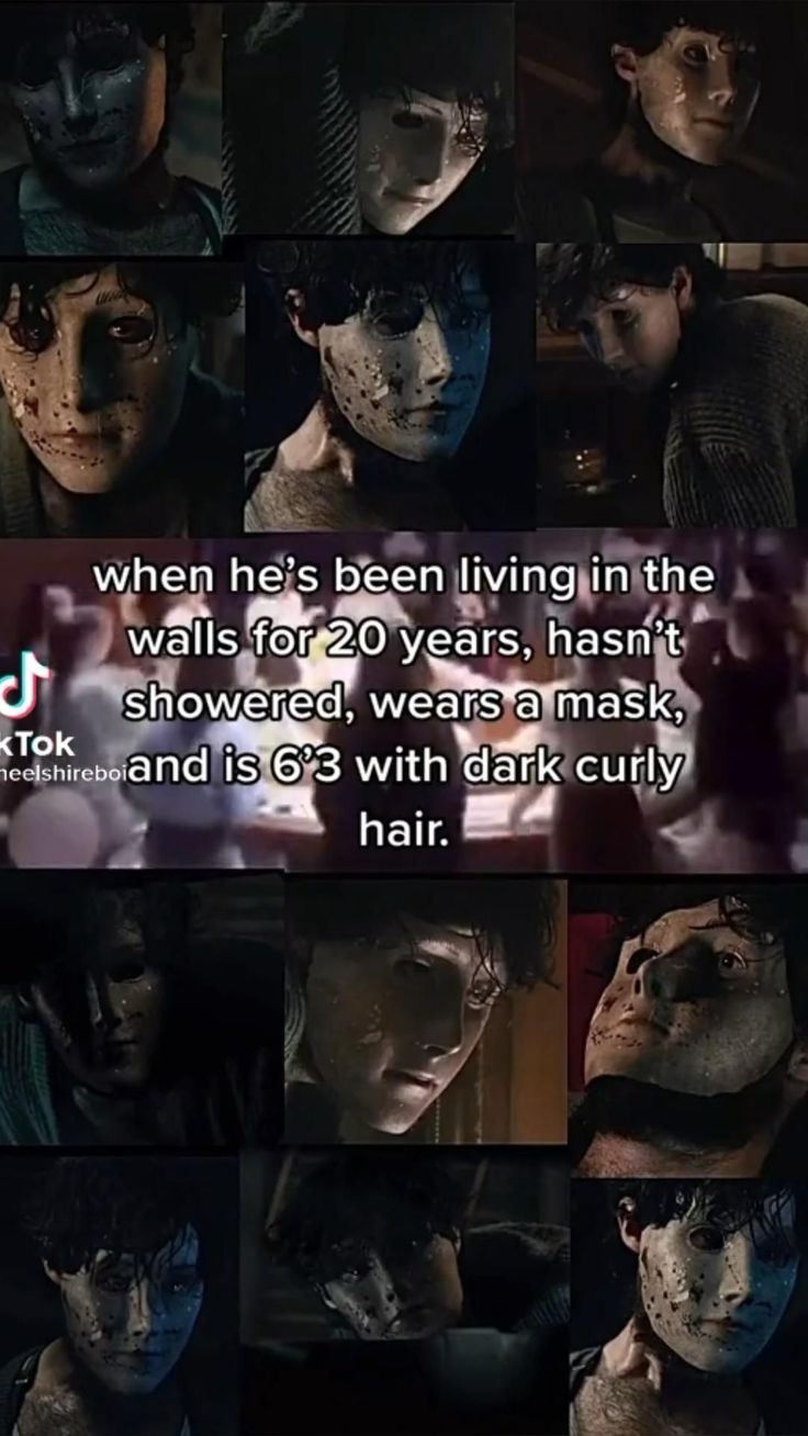 many different faces and hair styles in the movie, with text that reads when he's been living in the walls for 20 years, hasn't showed