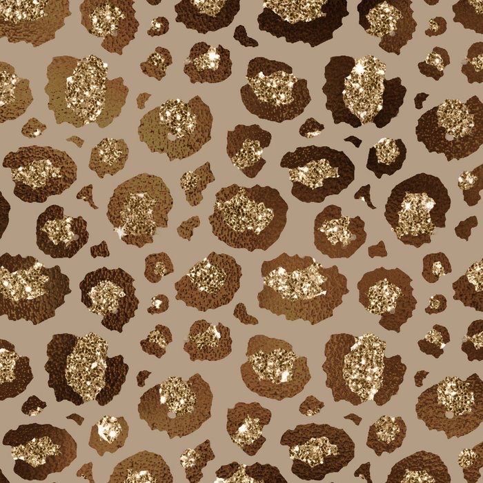 a leopard print with gold glitter on it's skin and the pattern is brown