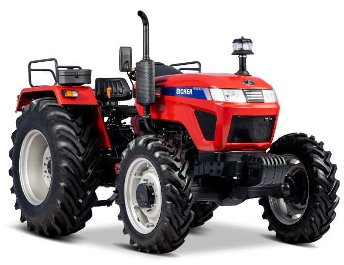 a red tractor is shown on a white background