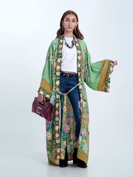 This Kimono offers a stylish and comfortable experience. perfect for any season. Made of soft cotton fabric. it features a unique duster design with attractive details. suitable for lounging. sleeping. or even as a beach cover-up. Its lightweight and airy construction keeps you warm in cold weather and cool during hot days. enhanced by a floral pattern that adds an elegant touch. Available in one size fits for Small. Medium. and Large s... Kimono Outer, Belt Kimono, Robes For Women, Kimono Robes, Ladies Gown, Rust Dress, Long Kimono, Women Nightwear, Floral Kimono