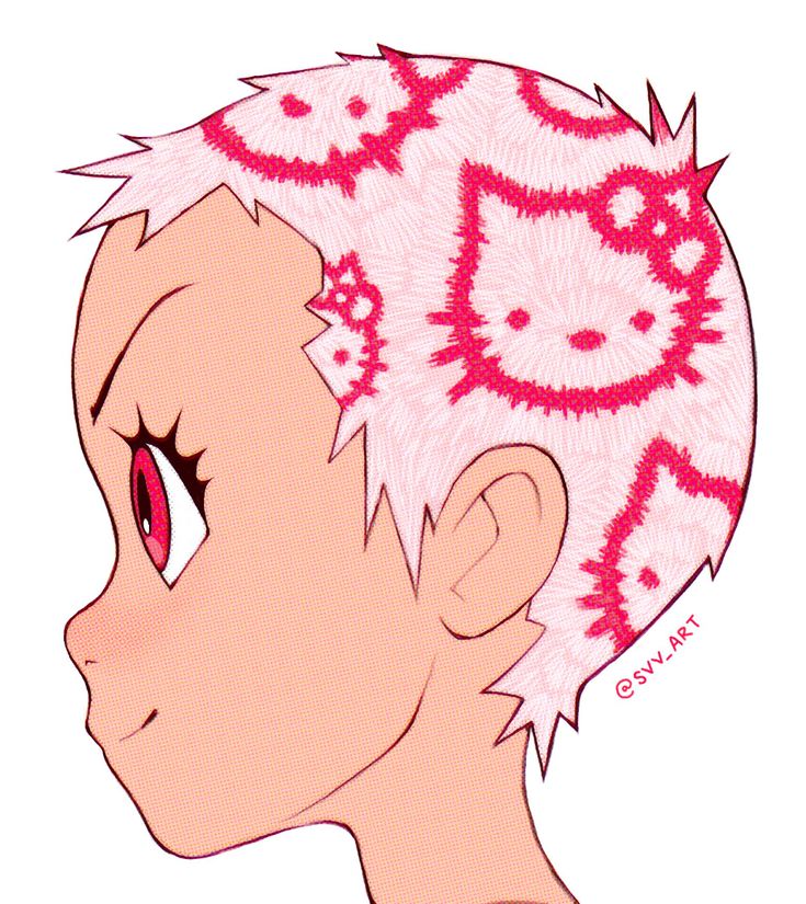 an anime character with pink hair and red eyes is looking to the side while wearing a headband