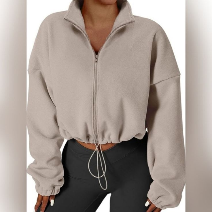 About This Item Size - S=Us(4-6), M=Us(8-10), L=Us(12-14), Xl=Us(16-18)See Details In Rich Description. Features - Featuring A Cropped Short Jacket Design, Full Zip Up And Stand Collar, Bungee At Hem And Keep The Cold Out, Baggy, Cropped Length, Perfect Winter Outfit For Your Jeans, Legging, Or Any Pants. Style - Baggy And Cropped Seaming Brings A Flattering Bottom. High Neck With Full-Zip Offers More Skin Coverage Protection Against Chill Wind And Sun. Occasion - This Short Fleece Jacket Winter Sportswear Fleece Tops, Sweats With Ribbed Cuffs For Leisure In Fall, Cozy Fit Long Sleeve Sportswear Tops, Fall Sweats With Ribbed Cuffs For Leisure, Cozy Long Sleeve Sportswear Tops, Ribbed Cuffs Leisure Sweats For Fall, Fall Season Leisure Sweats With Ribbed Cuffs, Winter Leisure Fleece Sweater, Cozy Crew Neck Fleece Jacket For Fall