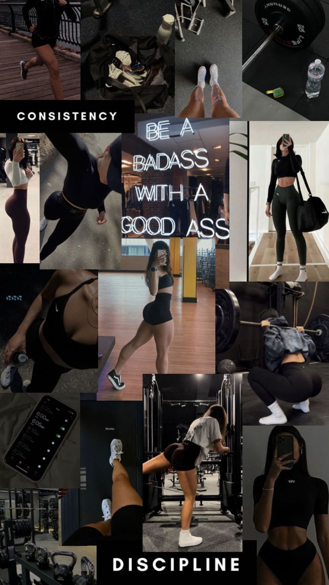 Workout motivation Work Out Goals Motivation, Motivational Photos Life, Sport Motivation Aesthetic, Fitgirl Body Motivation, Girl Workout Motivation, Workout Aesthetic Wallpaper, Fitness Collage, Workout Collage, Gym Motivation Aesthetic