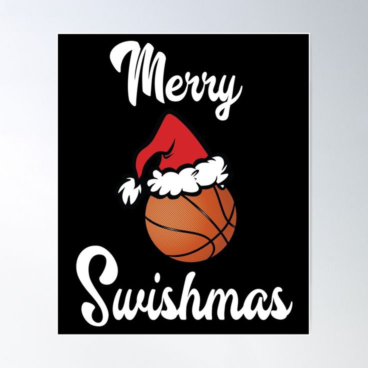 merry sushmas basketball poster with santa claus hat on it's head and the words