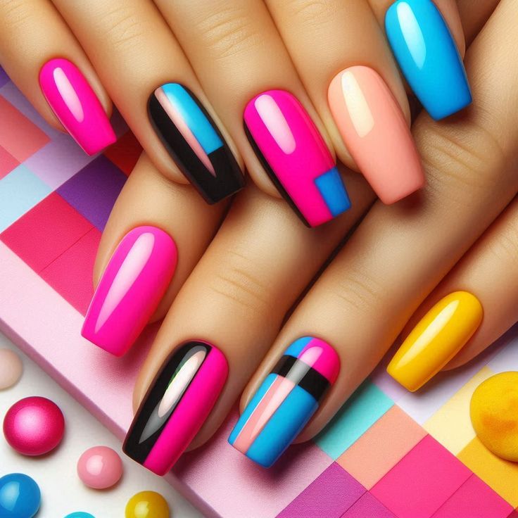 #nails   #bold   #summer    #summer-nails  #beauty 80s Nails 1980s, 80’s Nails, 1980s Nails, Nails 80s, 80s Nails, Bold Nails, Yeri Mua, Ombre Nail Art Designs, Classy Nail