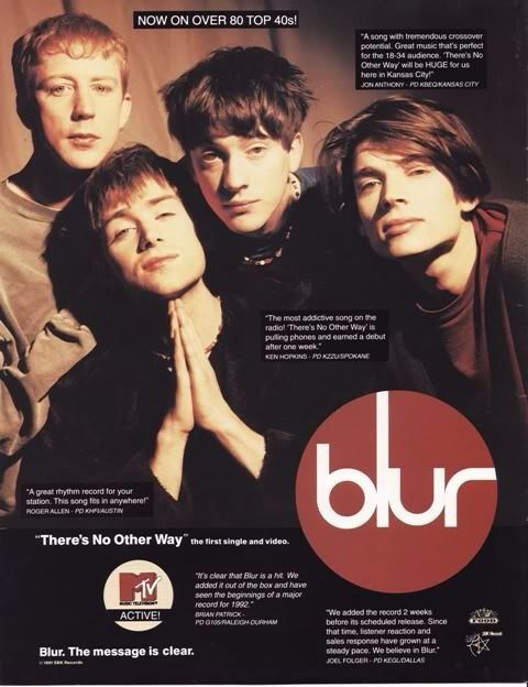 an advertisement for blur featuring the band