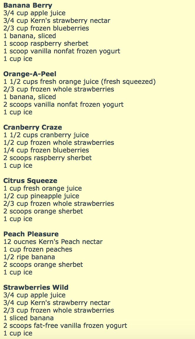 the ingredients list for an ice cream dessert