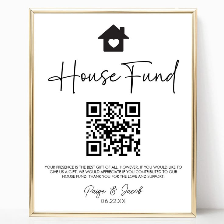 the house fund print is displayed in front of a white wall