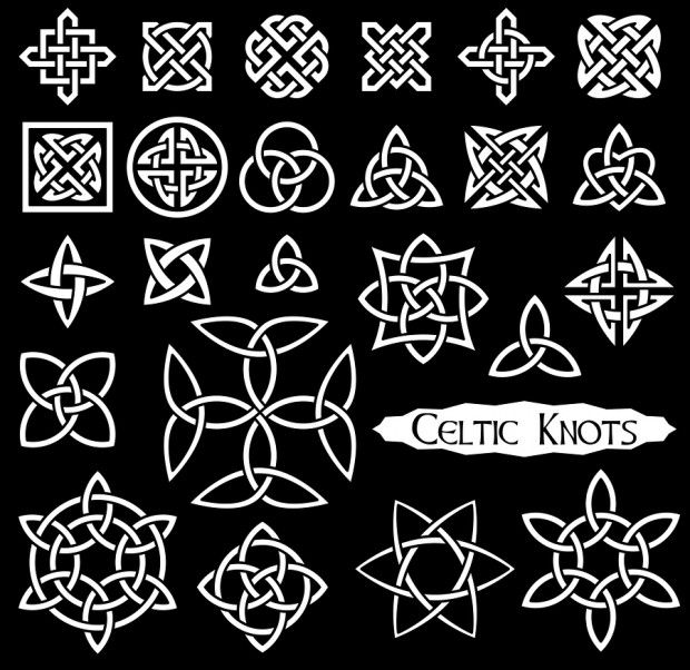 celtic knot designs on a black background