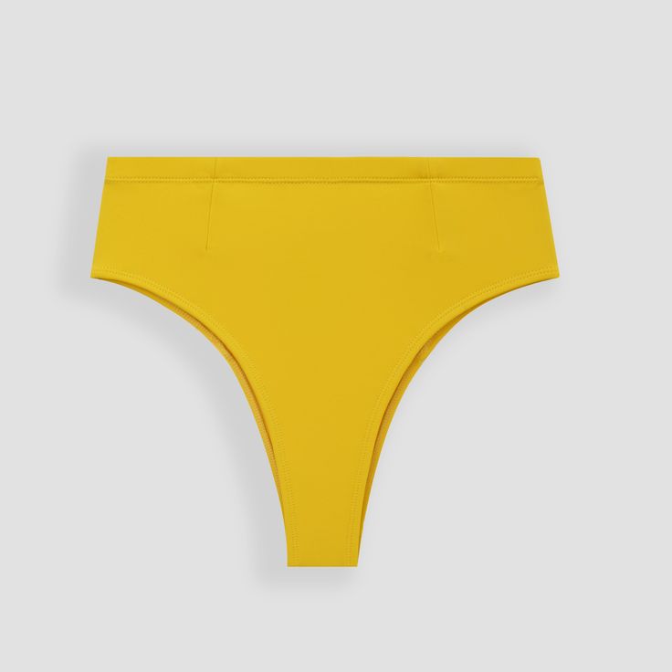 Ninefoot Studio Nyang-Nyang Surf Bikini Bottom in Yellow Illusion | Bottoms Yellow Seamless Beachwear Bottoms, Beach Swimwear With Smoothing Briefs, Contoured Beachwear Bottoms For Beach, Yellow Seamless Bottoms For Beach, Yellow Pool Brief Bottoms, Yellow Brief Bottoms For Pool, Yellow Seamless Stretch Swimwear, Yellow Stretch Seamless Swimwear, Solid Color Bra Friendly Brief Swimwear