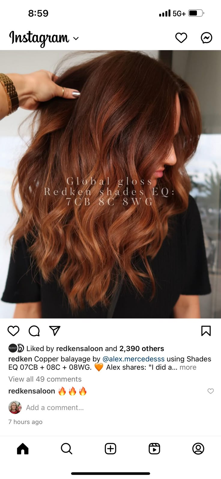 Redken Gloss, Red Hair Formulas, Redken Shades Eq Formulas, Hair Color Goals, Matrix Hair Color, Toner Formulas, Shades Eq Formulas, Pumpkin Spice Hair, Copper Brown Hair