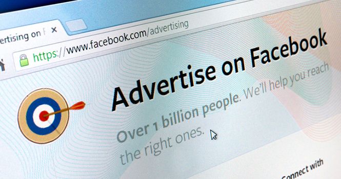 a computer screen with the words advertise on facebook